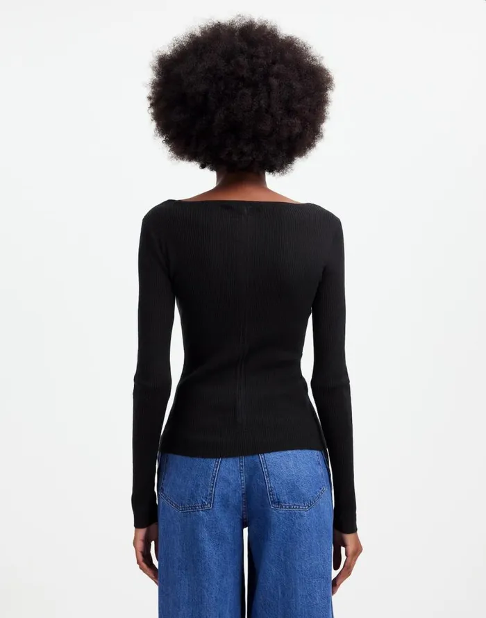 Sweaters Women Madewell Merino WoolSilk Blend Scoopneck Sweater True Black
