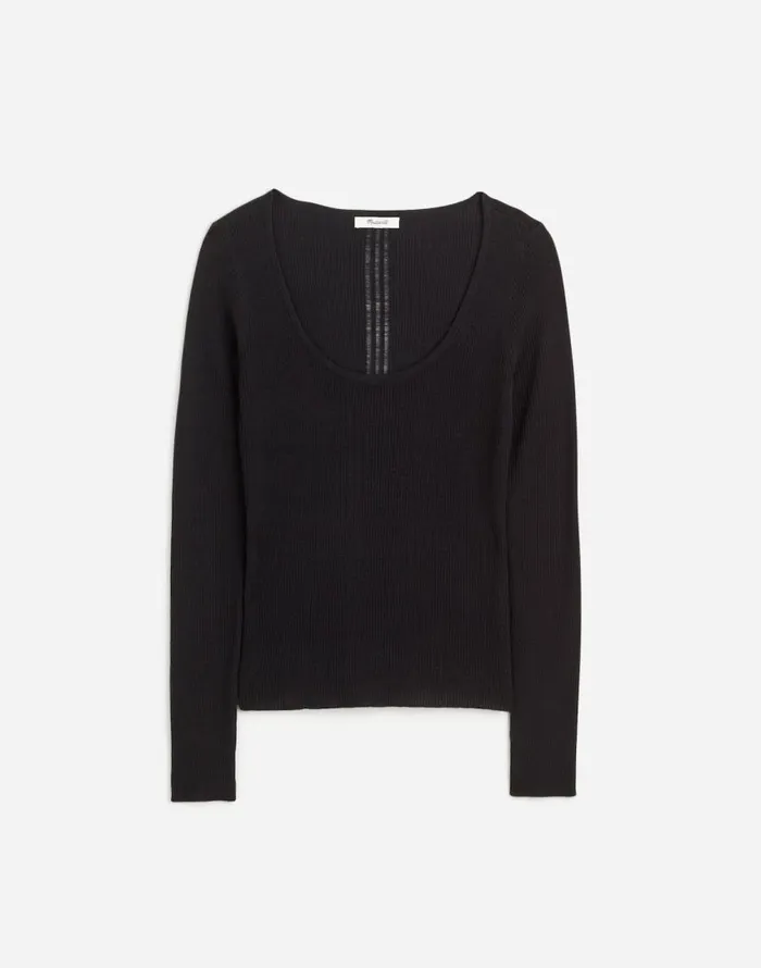 Sweaters Women Madewell Merino WoolSilk Blend Scoopneck Sweater True Black