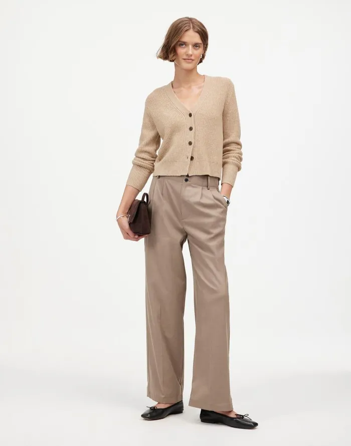 Sweaters Women Madewell SoftWool ButtonFront Cardigan Heather Oatmeal