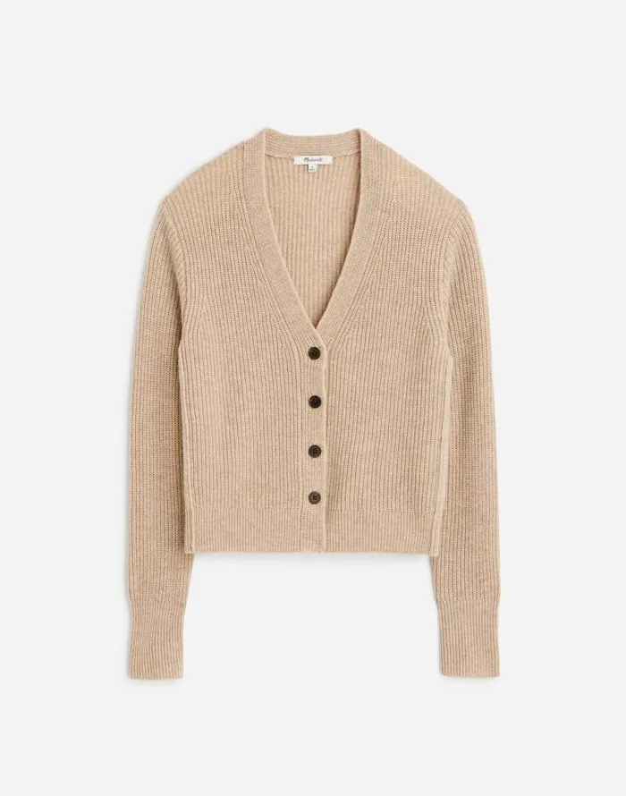 Sweaters Women Madewell SoftWool ButtonFront Cardigan Heather Oatmeal