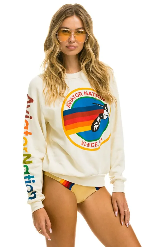 Sweatshirt 8211 Vintage White WomenMen Aviator Nation Sweatshirts