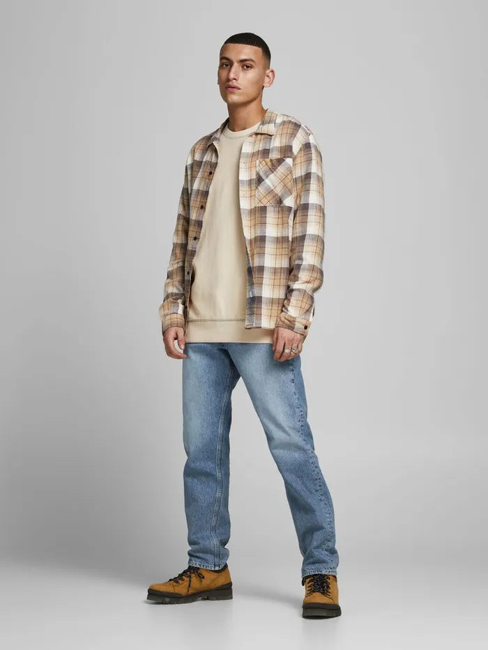 Sweatshirts JACK and JONES Mens AMERICAN FIT CHEST POCKET SWEATSHIRT Beige Seedpearl Gift Ideas
