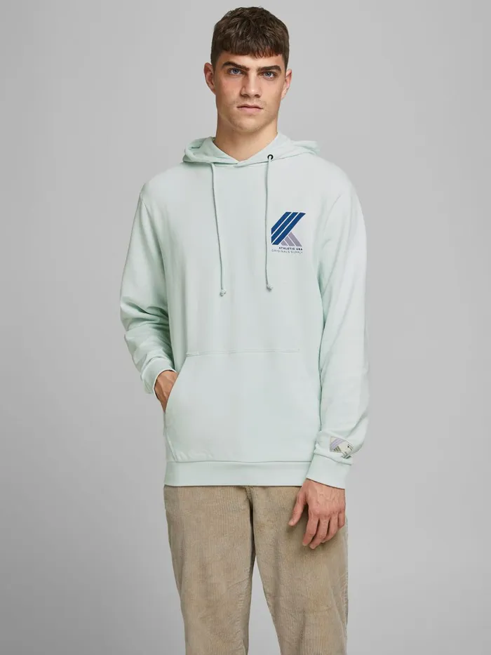 Sweatshirts JACK and JONES Mens BACK PRINT HOODIE Pastel Pale Blue Gift for Friend Sweatshirts JACK and JONES Mens BACK PRINT HOODIE Pastel Pale Blue Gift for Friend