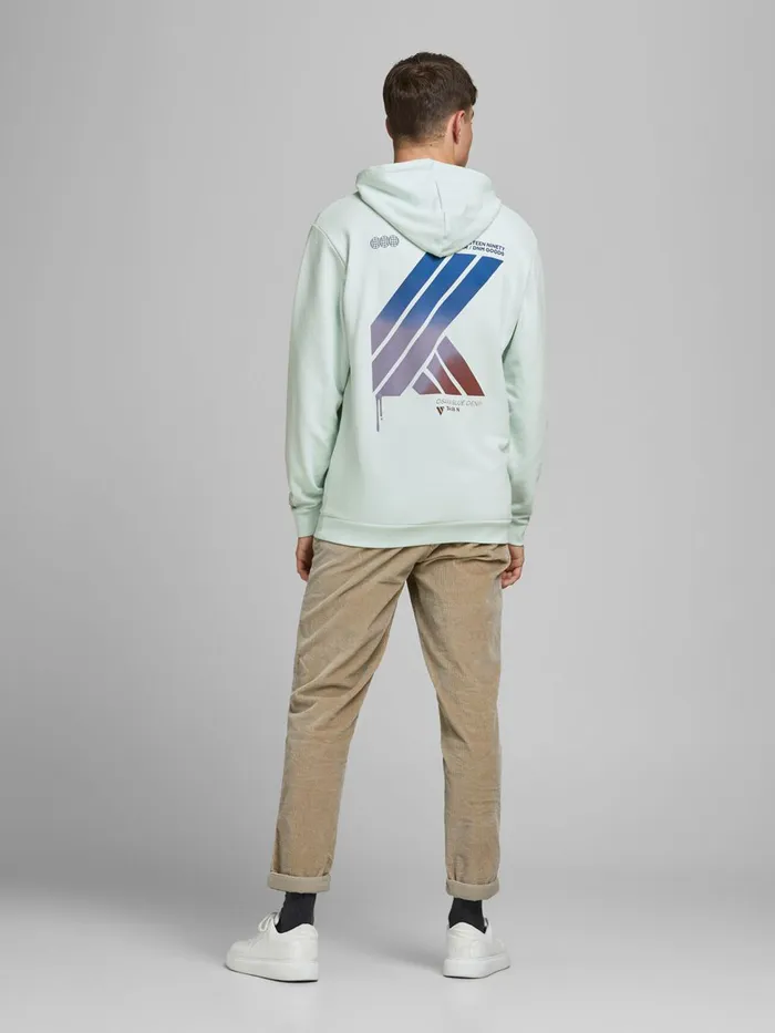Sweatshirts JACK and JONES Mens BACK PRINT HOODIE Pastel Pale Blue Gift for Friend