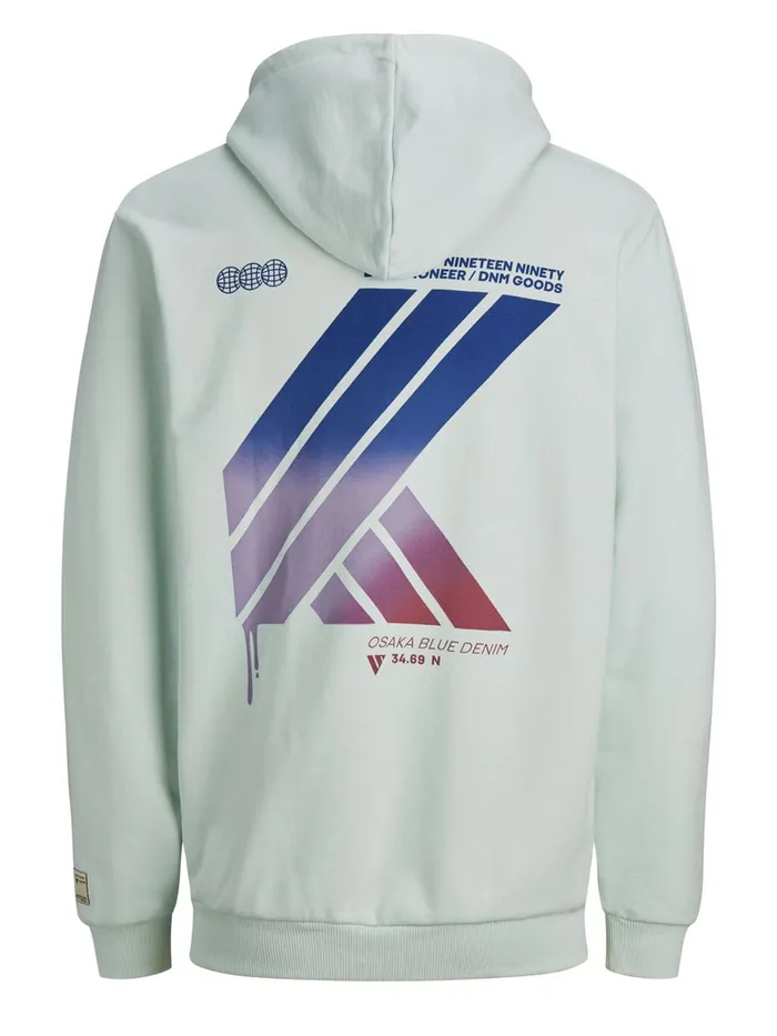 Sweatshirts JACK and JONES Mens BACK PRINT HOODIE Pastel Pale Blue Gift for Friend