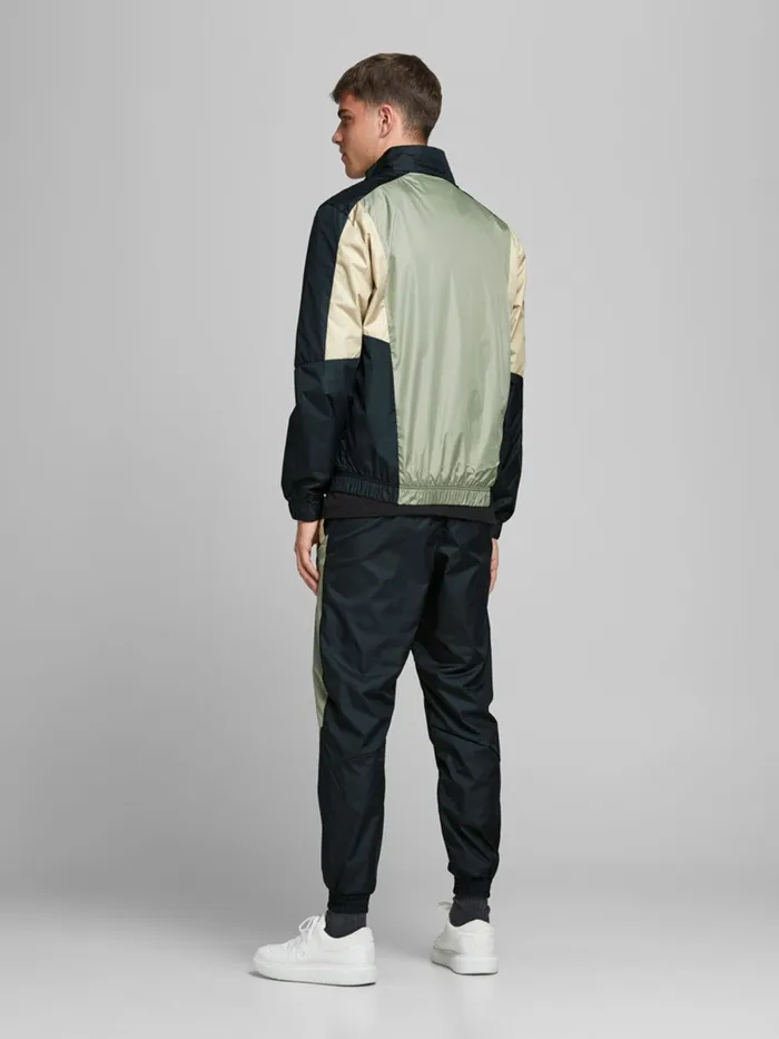 Sweatshirts JACK and JONES Mens BLOCKED TRACK JACKET Green Sea Spray Casaul