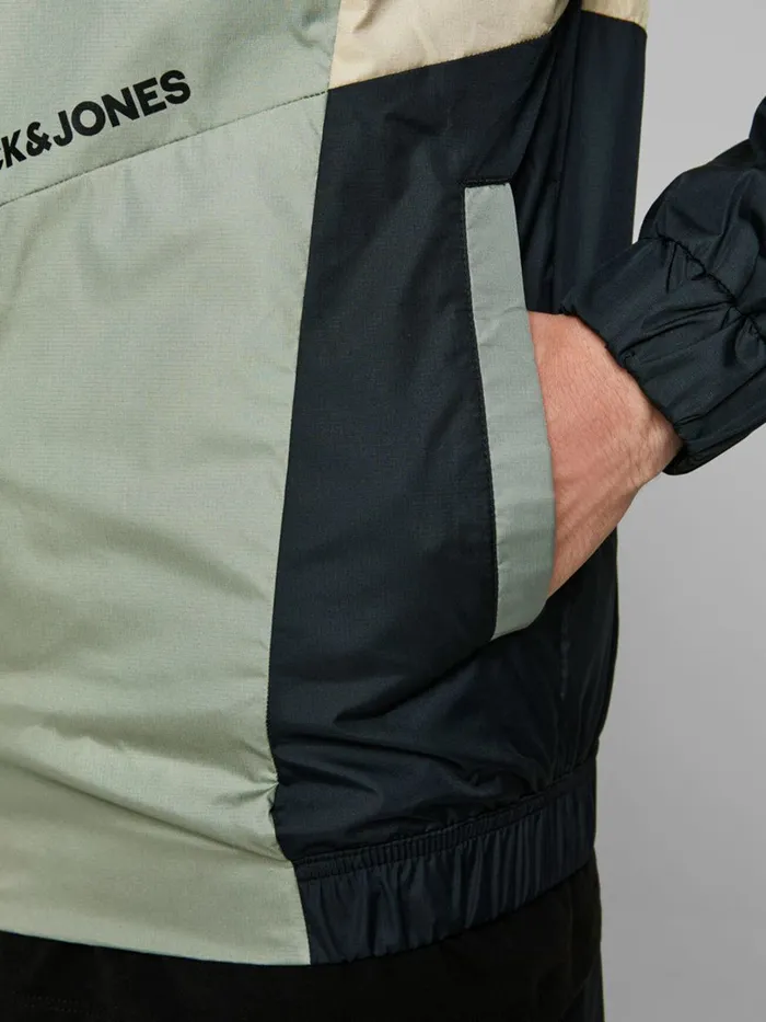Sweatshirts JACK and JONES Mens BLOCKED TRACK JACKET Green Sea Spray Casaul