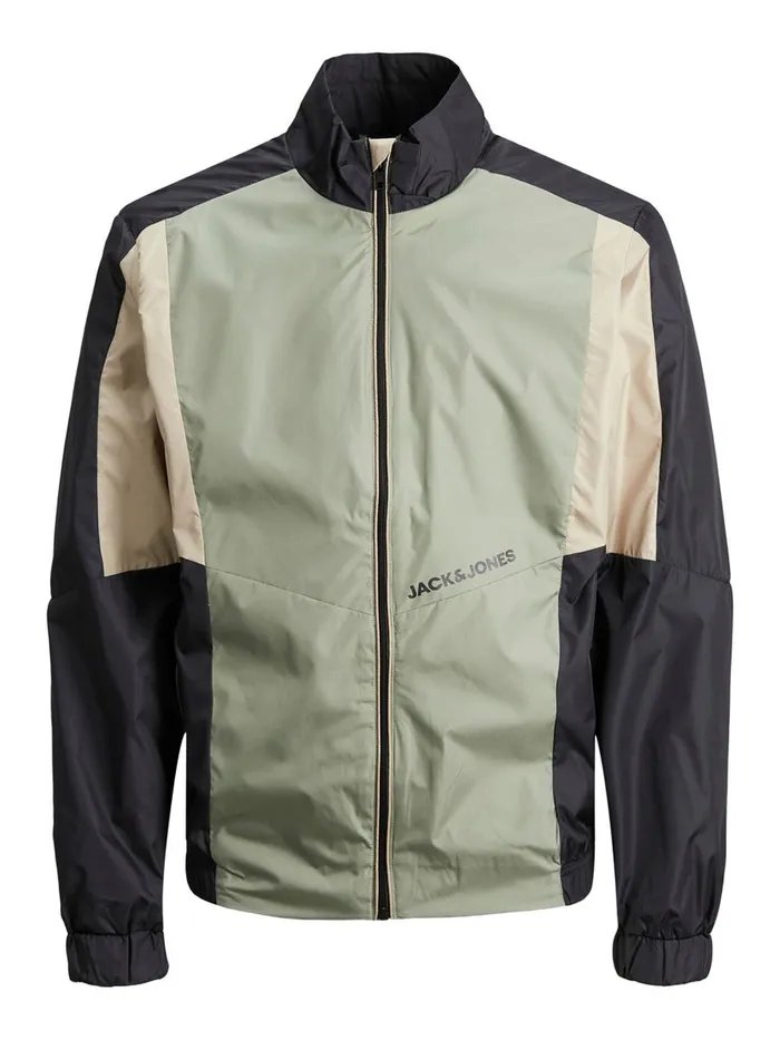 Sweatshirts JACK and JONES Mens BLOCKED TRACK JACKET Green Sea Spray Casaul