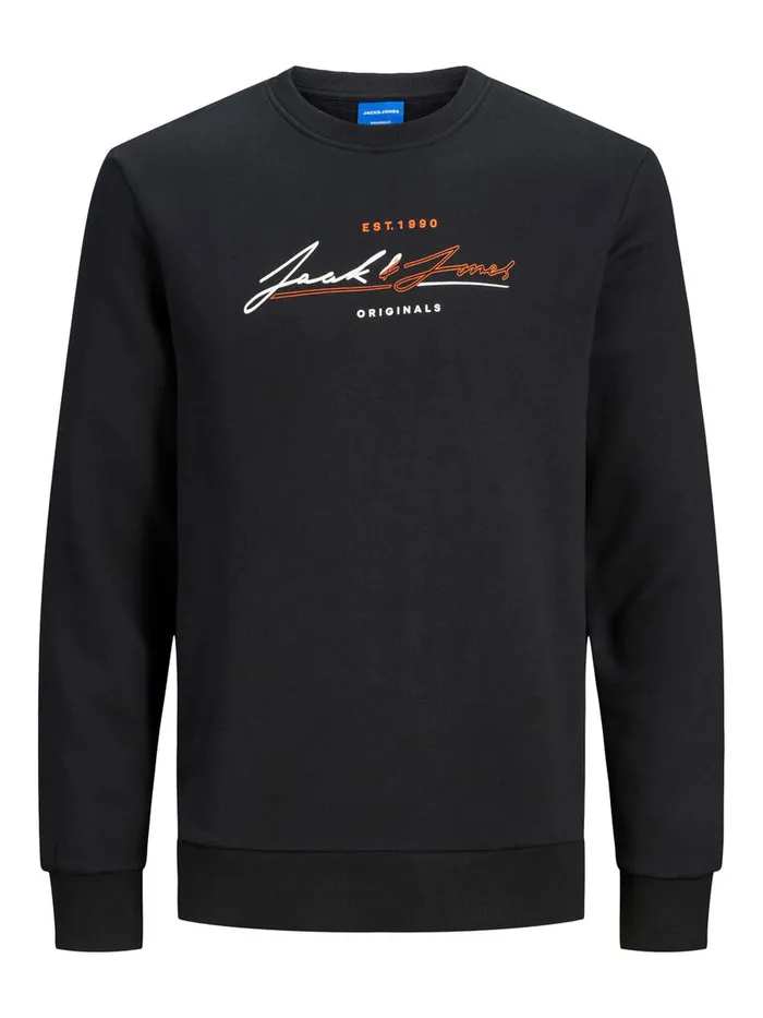 Sweatshirts JACK and JONES Mens CREW NECK SWEATSHIRT Black Tap Shoe For Sale