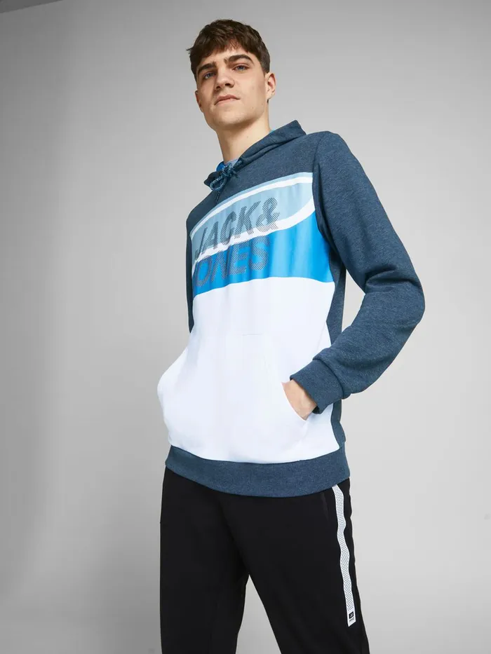 Sweatshirts JACK and JONES Mens KANGAROO POCKET HOODIE Blue Navy Blazer Gift 4 You