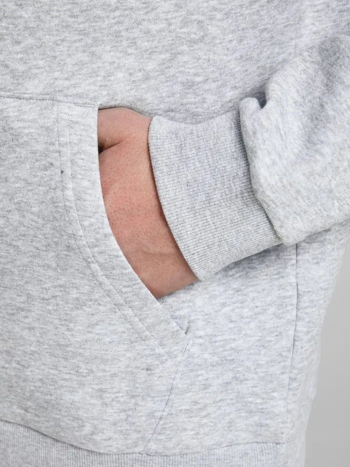 Sweatshirts JACK and JONES Mens KANGAROO POCKET HOODIE Grey Light Grey Melange Gift Ideas