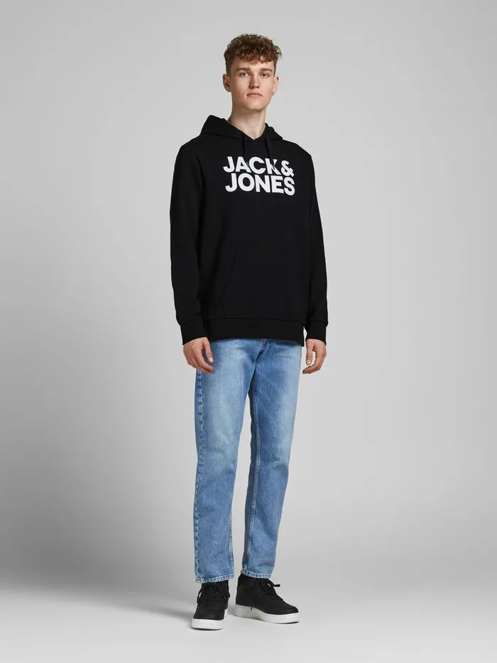 Sweatshirts JACK and JONES Mens LOGO HOODIE Black Black Gift for Friend