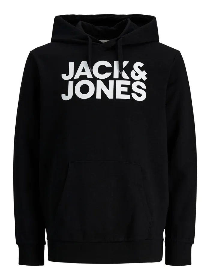 Sweatshirts JACK and JONES Mens LOGO HOODIE Black Black Gift for Friend
