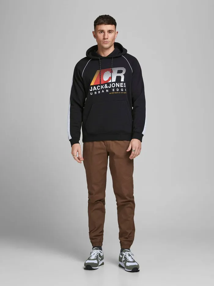 Sweatshirts JACK and JONES Mens LOGO HOODIE Black Black Online