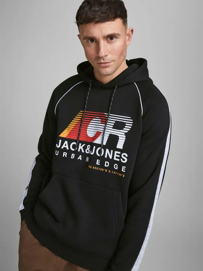 Sweatshirts JACK and JONES Mens LOGO HOODIE Black Black Online