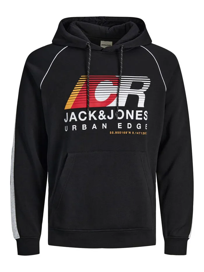 Sweatshirts JACK and JONES Mens LOGO HOODIE Black Black Online