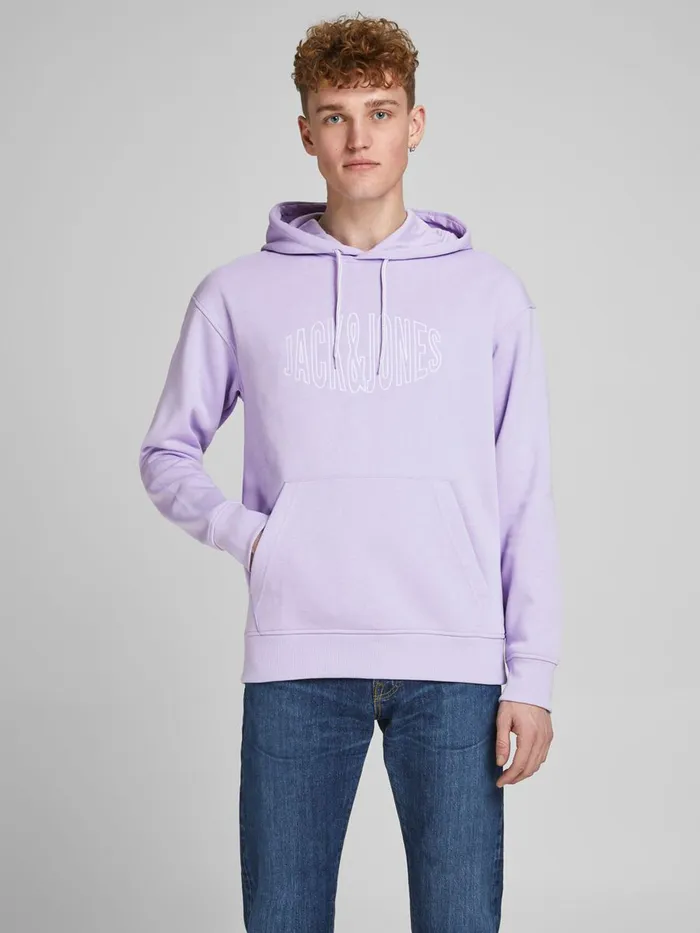 Sweatshirts JACK and JONES Mens LOGO HOODIE Pastel Lavender For Sale