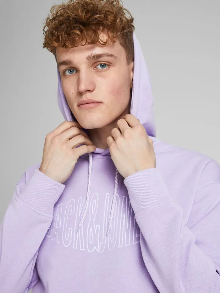 Sweatshirts JACK and JONES Mens LOGO HOODIE Pastel Lavender For Sale