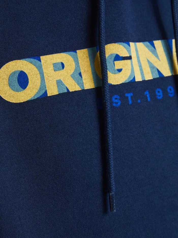 Sweatshirts JACK and JONES Mens LOGO SWEAT HOODIE Blue Navy Blazer For Sale