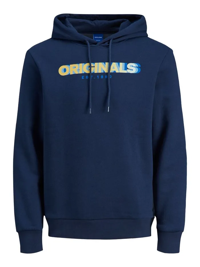 Sweatshirts JACK and JONES Mens LOGO SWEAT HOODIE Blue Navy Blazer For Sale