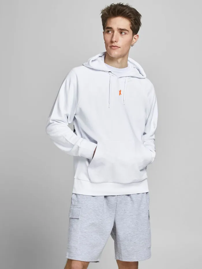 Sweatshirts JACK and JONES Mens LOOPBACK PLACEMENT PRINT HOODIE White White On Sale Sweatshirts JACK and JONES Mens LOOPBACK PLACEMENT PRINT HOODIE White White On Sale