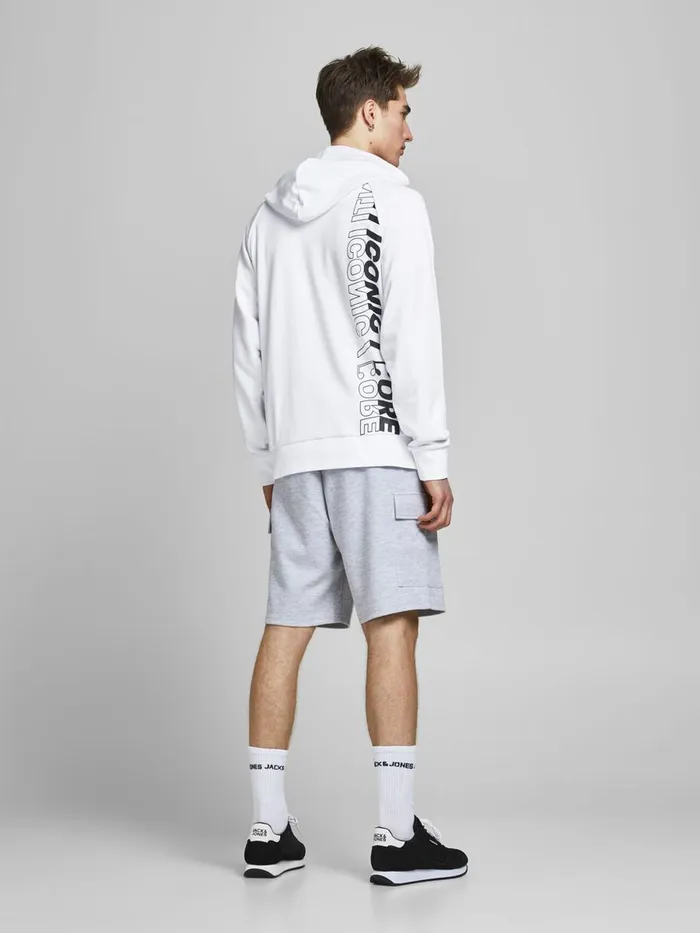 Sweatshirts JACK and JONES Mens LOOPBACK PLACEMENT PRINT HOODIE White White On Sale