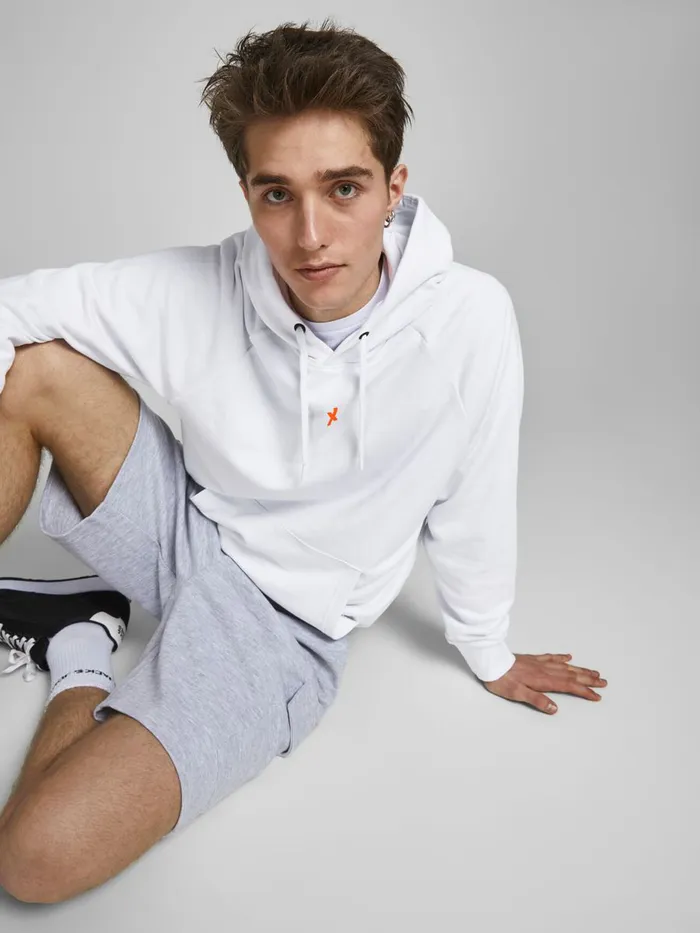 Sweatshirts JACK and JONES Mens LOOPBACK PLACEMENT PRINT HOODIE White White On Sale