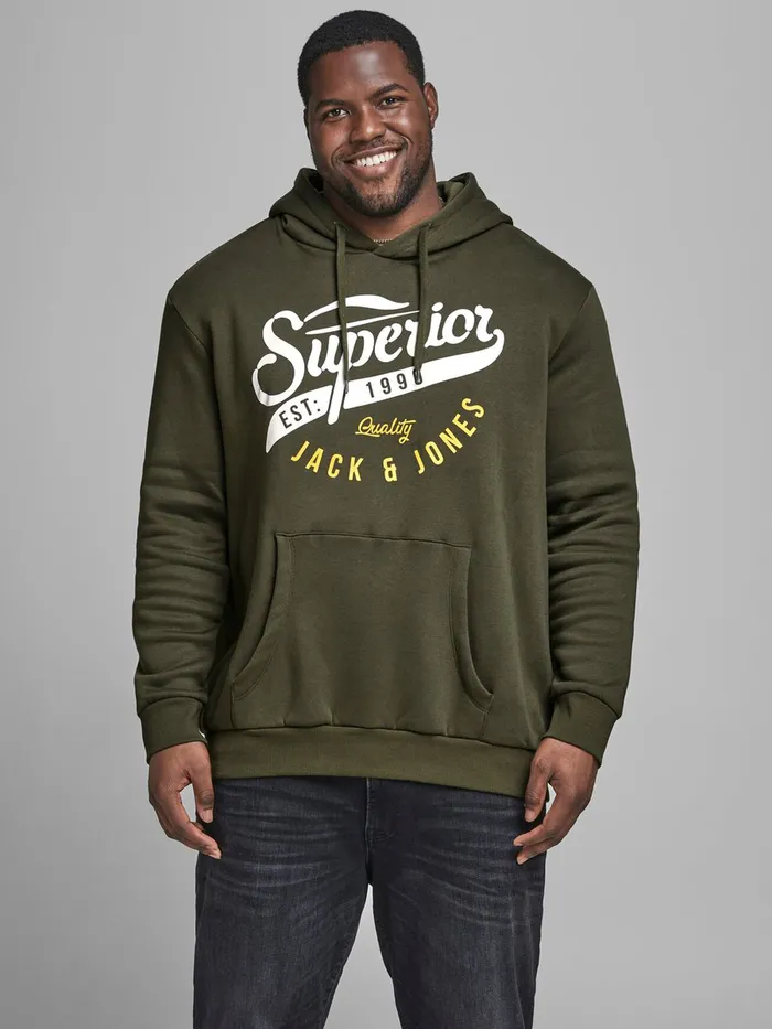 Sweatshirts JACK and JONES Mens LOOPBACK PLUS SIZE HOODIE Green Forest Night For Sale Sweatshirts JACK and JONES Mens LOOPBACK PLUS SIZE HOODIE Green Forest Night For Sale
