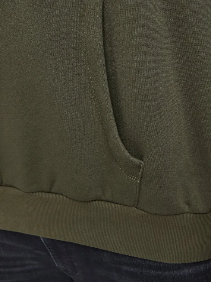 Sweatshirts JACK and JONES Mens LOOPBACK PLUS SIZE HOODIE Green Forest Night For Sale