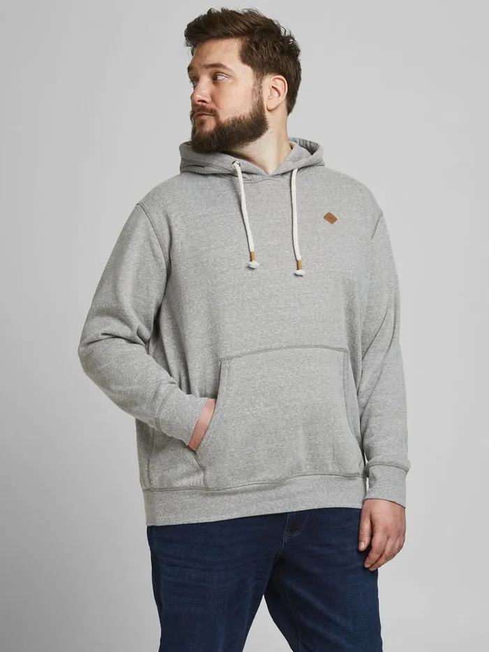 Sweatshirts JACK and JONES Mens LOOPBACK PLUS SIZE HOODIE Grey Light Grey Melange Gift 4 You Sweatshirts JACK and JONES Mens LOOPBACK PLUS SIZE HOODIE Grey Light Grey Melange Gift 4 You
