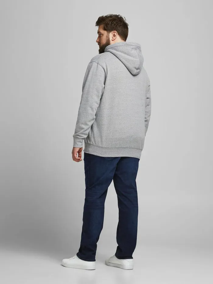 Sweatshirts JACK and JONES Mens LOOPBACK PLUS SIZE HOODIE Grey Light Grey Melange Gift 4 You