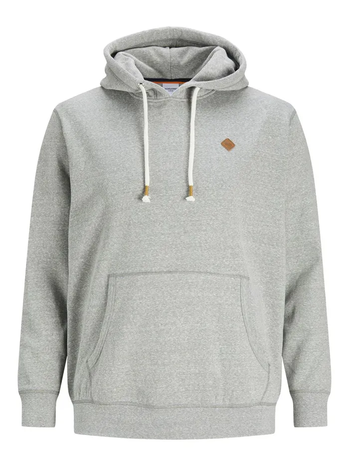 Sweatshirts JACK and JONES Mens LOOPBACK PLUS SIZE HOODIE Grey Light Grey Melange Gift 4 You