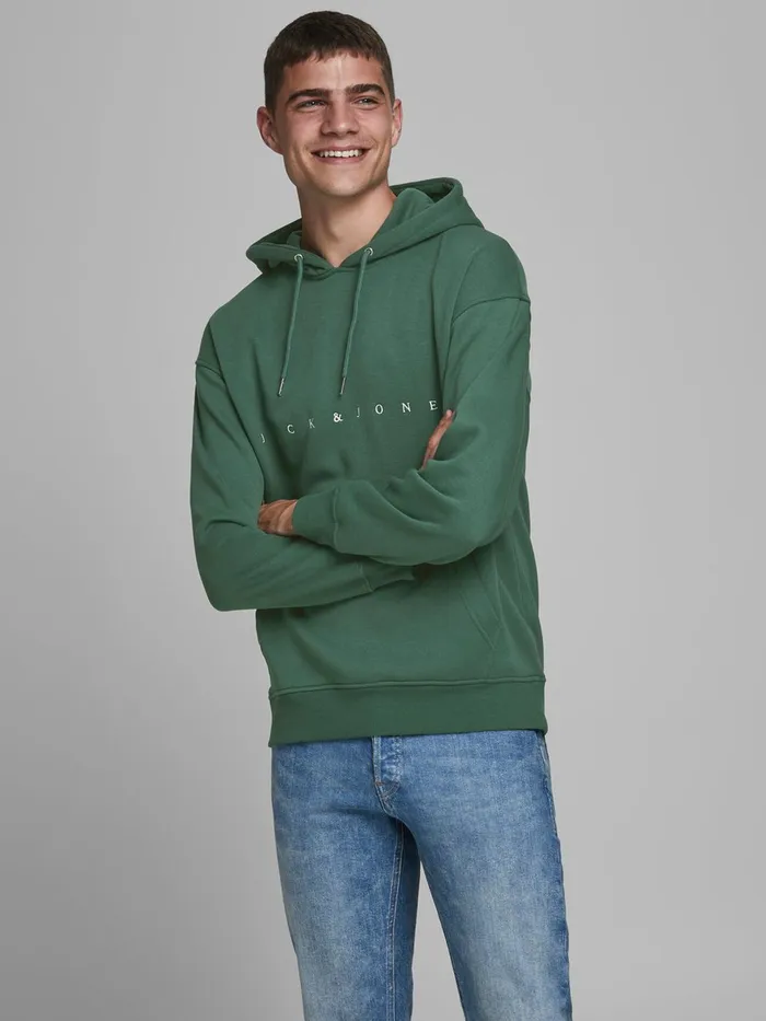 Sweatshirts JACK and JONES Mens LOOPBACK RELAXED FIT HOODIE Green Trekking Green Gift 4 You Sweatshirts JACK and JONES Mens LOOPBACK RELAXED FIT HOODIE Green Trekking Green Gift 4 You