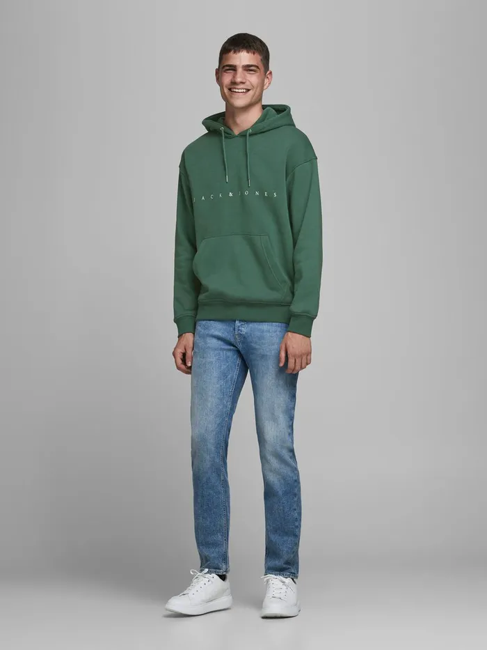 Sweatshirts JACK and JONES Mens LOOPBACK RELAXED FIT HOODIE Green Trekking Green Gift 4 You