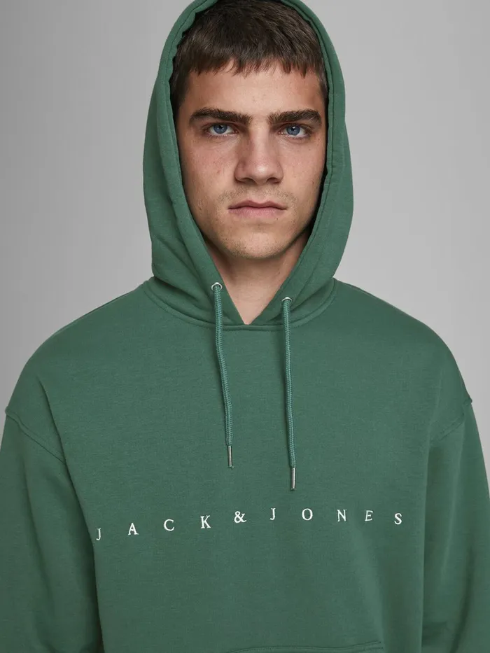 Sweatshirts JACK and JONES Mens LOOPBACK RELAXED FIT HOODIE Green Trekking Green Gift 4 You
