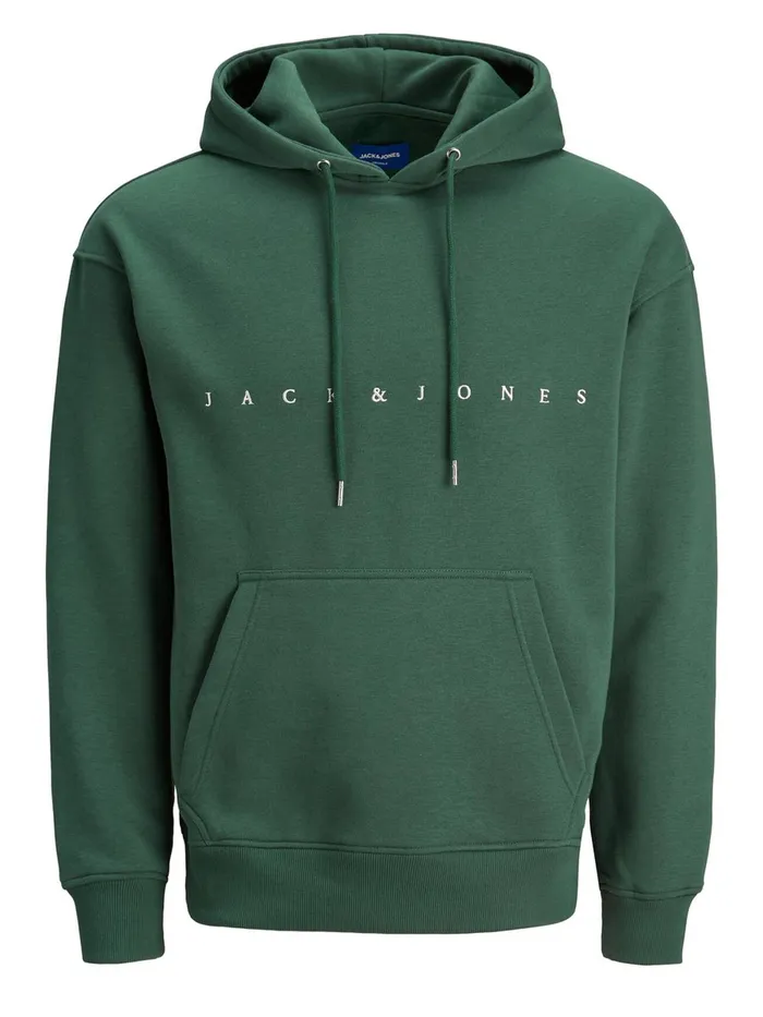 Sweatshirts JACK and JONES Mens LOOPBACK RELAXED FIT HOODIE Green Trekking Green Gift 4 You