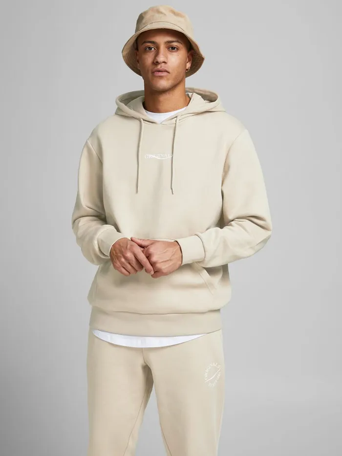 Sweatshirts JACK and JONES Mens OVERSIZED LOOPBACK HOODIE Beige Humus Popular Sweatshirts JACK and JONES Mens OVERSIZED LOOPBACK HOODIE Beige Humus Popular