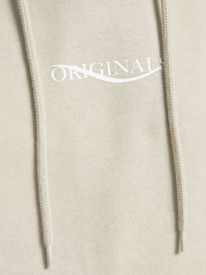 Sweatshirts JACK and JONES Mens OVERSIZED LOOPBACK HOODIE Beige Humus Popular