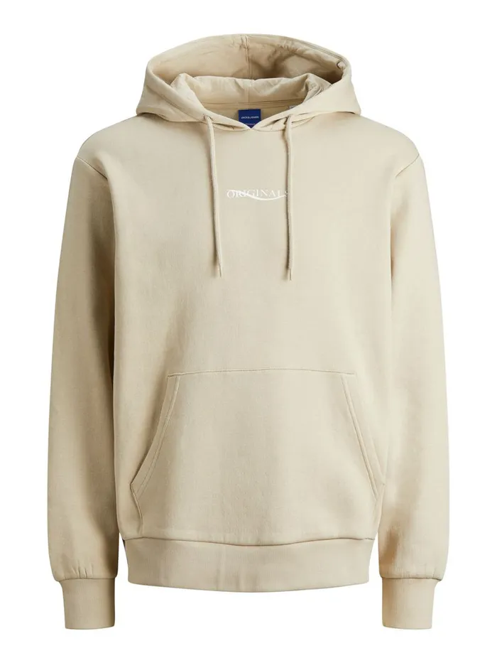 Sweatshirts JACK and JONES Mens OVERSIZED LOOPBACK HOODIE Beige Humus Popular