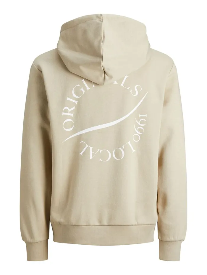 Sweatshirts JACK and JONES Mens OVERSIZED LOOPBACK HOODIE Beige Humus Popular