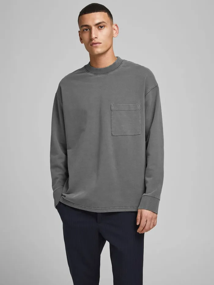 Sweatshirts JACK and JONES Mens OVERSIZED LOOPBACK SWEATSHIRT Grey Black Online Sweatshirts JACK and JONES Mens OVERSIZED LOOPBACK SWEATSHIRT Grey Black Online