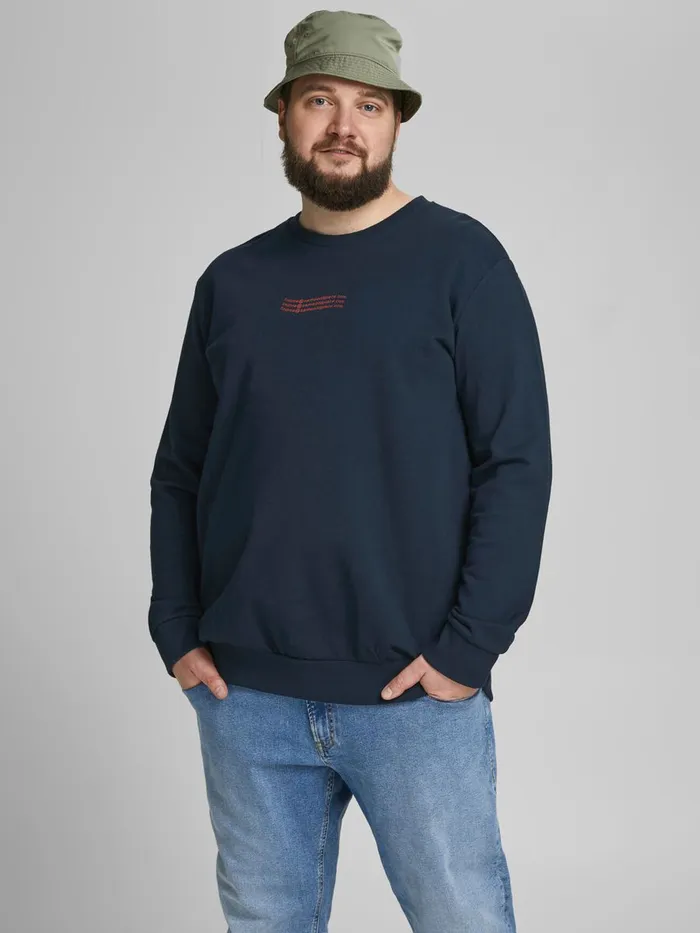 Sweatshirts JACK and JONES Mens PRINT PLUS SIZE SWEATSHIRT Blue Navy Blazer Gift Ideas Sweatshirts JACK and JONES Mens PRINT PLUS SIZE SWEATSHIRT Blue Navy Blazer Gift Ideas