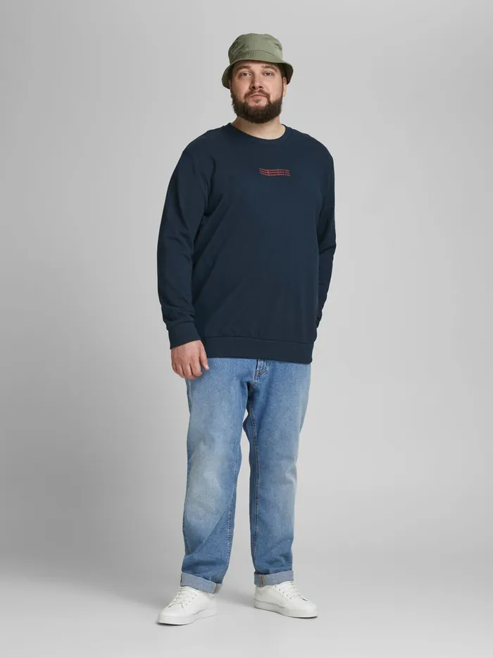 Sweatshirts JACK and JONES Mens PRINT PLUS SIZE SWEATSHIRT Blue Navy Blazer Gift Ideas