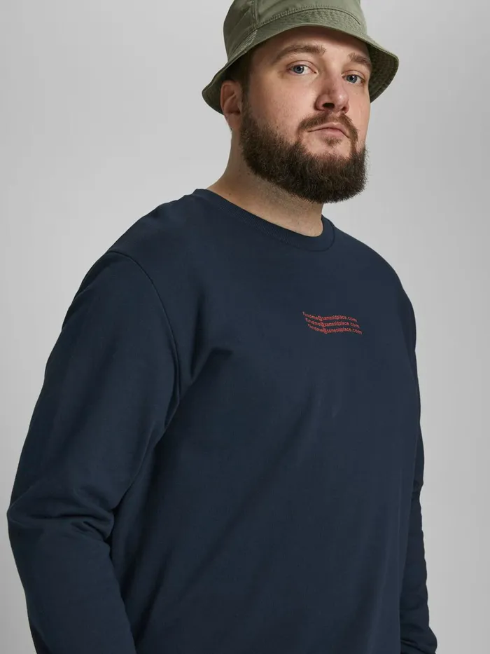 Sweatshirts JACK and JONES Mens PRINT PLUS SIZE SWEATSHIRT Blue Navy Blazer Gift Ideas