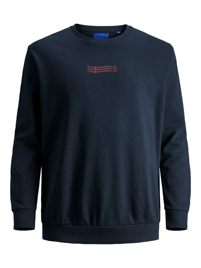 Sweatshirts JACK and JONES Mens PRINT PLUS SIZE SWEATSHIRT Blue Navy Blazer Gift Ideas