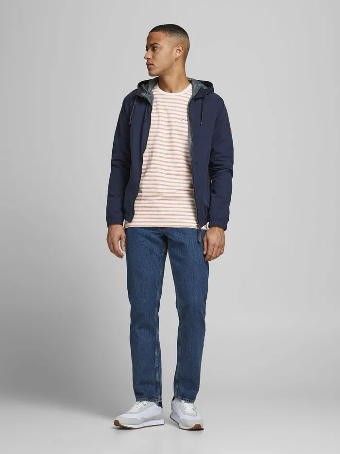 Sweatshirts JACK and JONES Mens STRIPED CREW NECK SWEATSHIRT Pink Hawaiian Sunset Popular