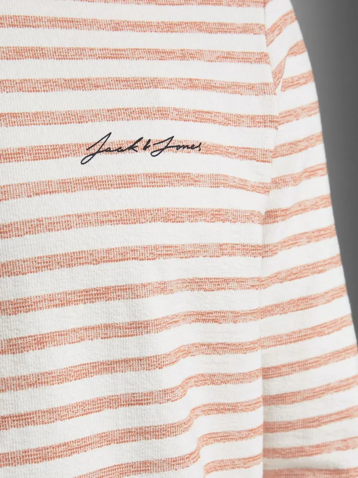 Sweatshirts JACK and JONES Mens STRIPED CREW NECK SWEATSHIRT Pink Hawaiian Sunset Popular