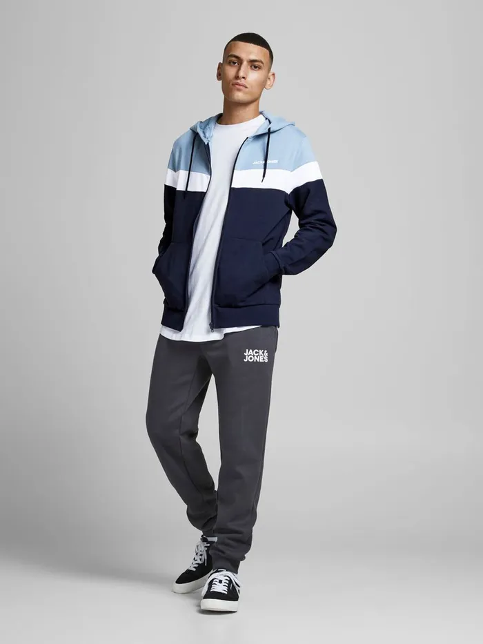 Sweatshirts JACK and JONES Mens ZIPPED HOODIE Blue Navy Blazer Cheap On Sale