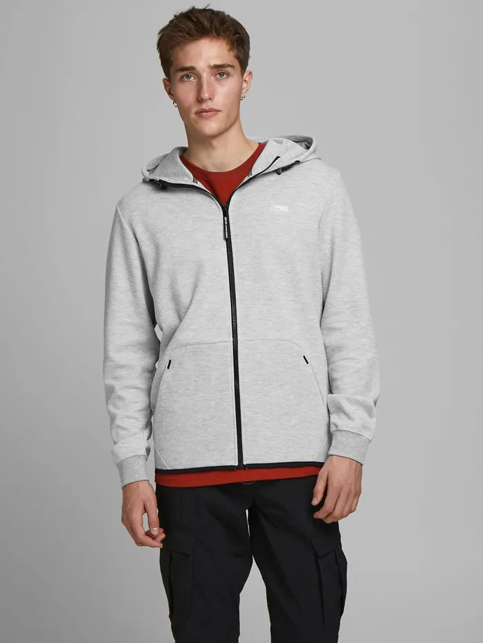 Sweatshirts JACK and JONES Mens ZIPPED THROUGH HOODIE Grey Light Grey Melange Cheap On Sale Sweatshirts JACK and JONES Mens ZIPPED THROUGH HOODIE Grey Light Grey Melange Cheap On Sale