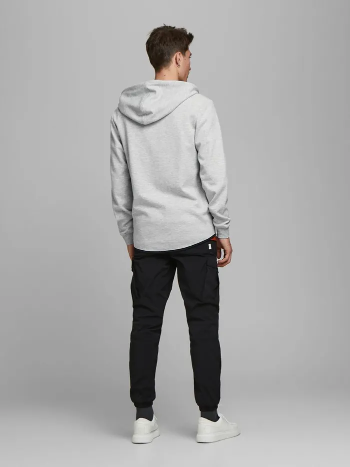 Sweatshirts JACK and JONES Mens ZIPPED THROUGH HOODIE Grey Light Grey Melange Cheap On Sale